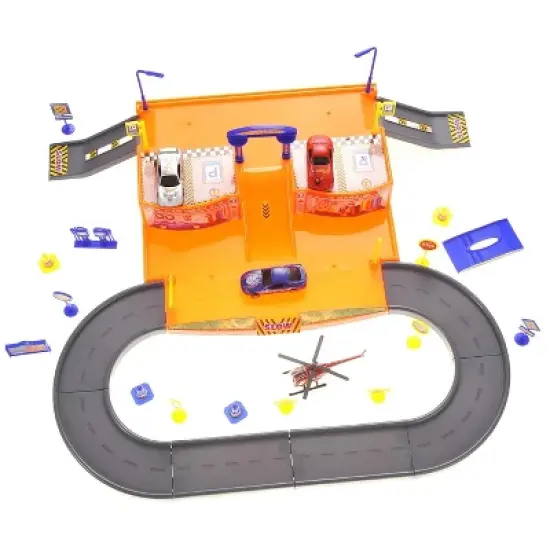 Link Worldwide Deluxe Super Parking Garage Diecast Racing Playset Comes With 3 Cars And 1 Helicopter - Hours Of Fun!!! image {8}