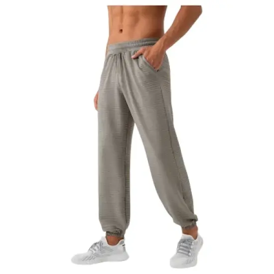 Anna-Kaci Active Men's Lightweight Textured Jogger Pants with Elastic Waist and Cuffed Ankles for Active and Casual Wear image {3}
