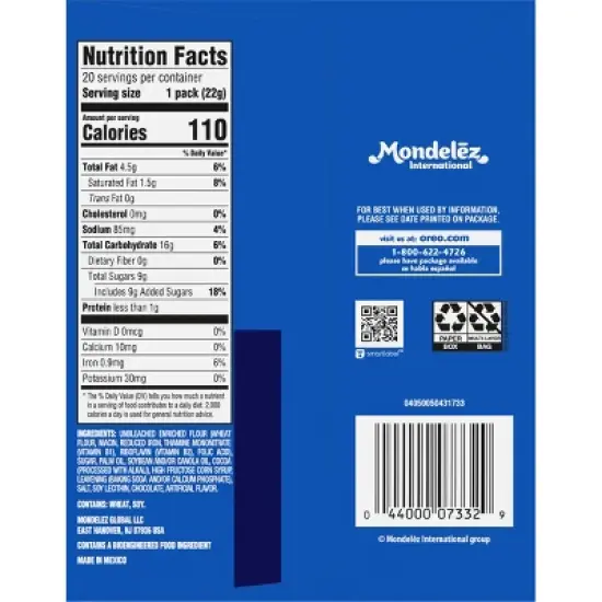 Oreo Chocolate Sandwich Cookies Snack Pack - 15.6oz/20ct image {11}