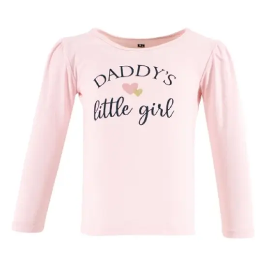Hudson Baby Infant Girl Long Sleeve T-Shirts, Girl Daddy Pink Navy image {4}