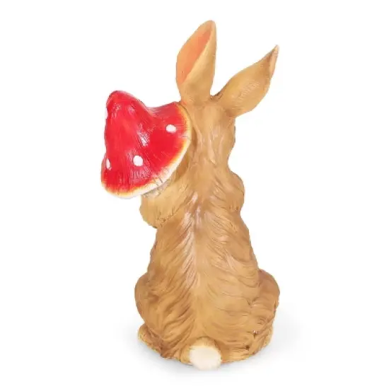 24" Concrete Hogeland Outdoor Rabbit Garden Statue - White and Brown - Christopher Knight Home image {7}