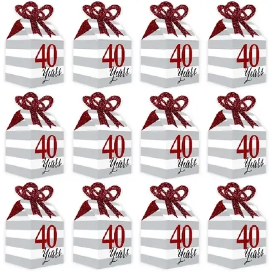 Big Dot of Happiness We Still Do - 40th Wedding Anniversary - Square Favor Gift Boxes - Anniversary Party Bow Boxes - Set of 12 image {3}