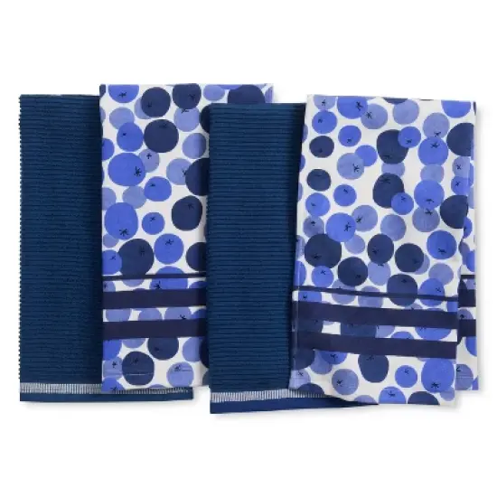 Sur La Table Kitchen Essentials 4pk 16"x28" Fresh Blueberries Fruit Kitchen Towels Blue/White: 100% Cotton, Woven, Machine Washable image {8}