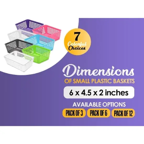 YBM HOME Plastic Perforated Storage Basket Bin Office Drawer, Shelf Desktop CountertopTray Organizer 32-1184, Pack of 3 image {5}