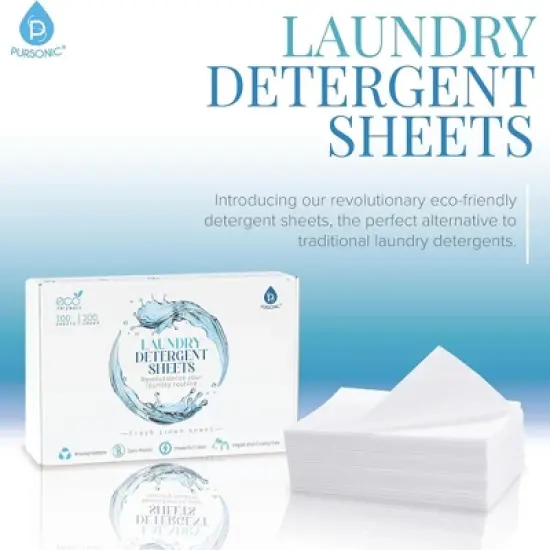 Pursonic Natural Laundry Detergent Sheets ,Eco Friendly Fresh Linen Scent image {3}