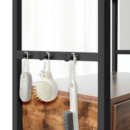 Lirago Black Vintage Cat Feeding Station 23.6x13.8x63"-3 Adjustable Bowls and Storage Shelves image {8}