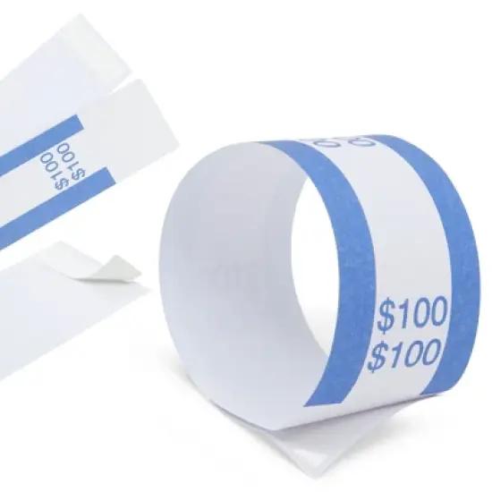 Blue Panda 300 Pack of Money Bands for Cash, Assorted Self-Adhesive Currency Straps for Bill Wrappers, 9 ABA Standard Colors, 7.75 x 1.25 In image {7}