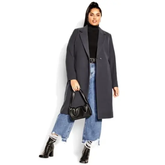Women's Plus Size Effortless Chic Coat - Charcoal | CITY CHIC image {6}