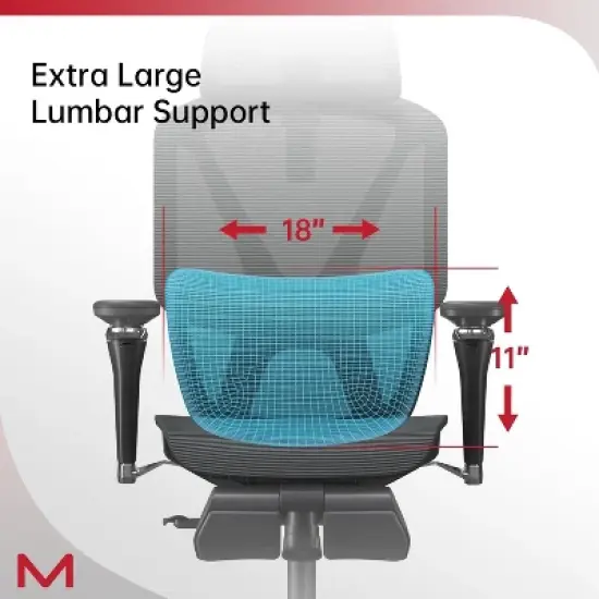 UNISOAR Wide Lumbar Support Ergonomic Mesh Office Chair for Lower Back Pain image {6}