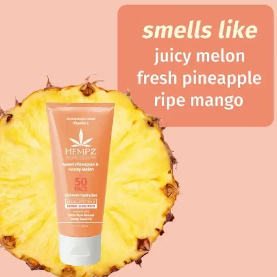 Hempz Sweet Pineapple & Honey Melon Face Herbal Sunscreen - SPF50 - 3 fl oz image {4}