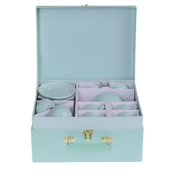 Jewelkeeper Porcelain Tea Set for Little Girls - Blue - 13 Piece image {2}