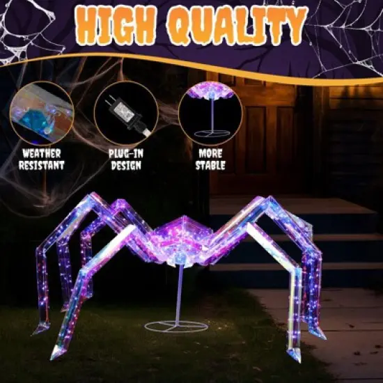 Karl Home 3ft  Halloween Lighted Spider with 340 Lights Outdoor Decoration image {1}