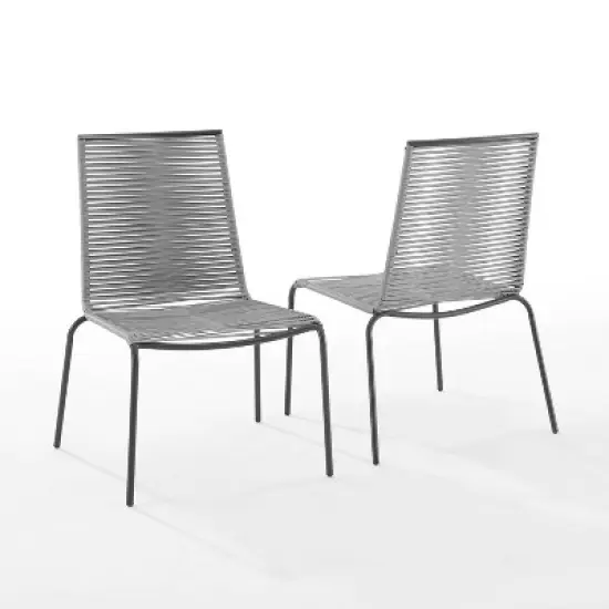 Fenton 4pk Outdoor Wicker Stackable Chairs - Gray - Crosley image {5}