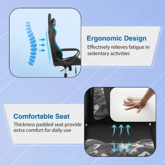 FDW Gaming Chiar Comfortable and Stylish Massage Office Chair with Adjustable Lumbar Support 360-Degree Swivel and Smooth-Rolling Casters image {5}
