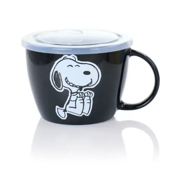 Gibson Peanuts 70th Anniversary 4 Piece Stoneware 23.5oz Soup Bowl Set with Vented Lids in Assorted Colors image {6}