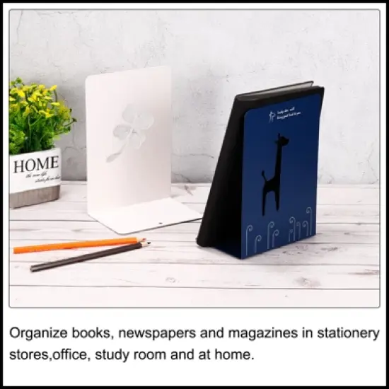 Unique Bargains Giraffe L-Shaped Metal Desk Organizer Bookend for Stationery Desktop Office Accessories image {4}
