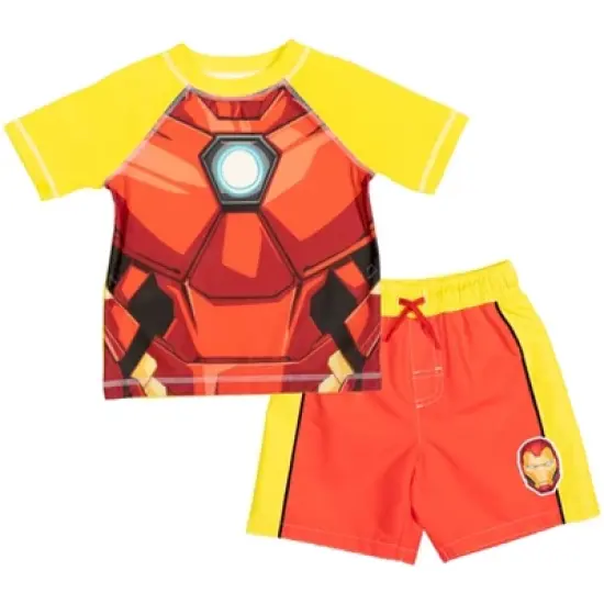 Marvel Avengers Rash Guard and Swim Trunks Outfit Set Toddler to Little Kid image {10}