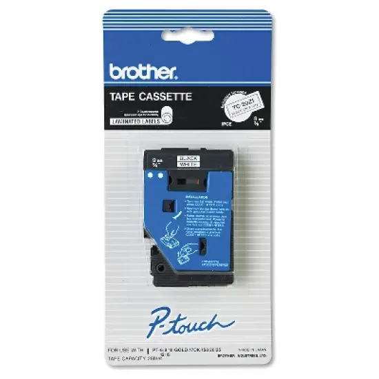 Brother P-Touch TC Tape Cartridge for P-Touch Labelers - Black/White image {1}