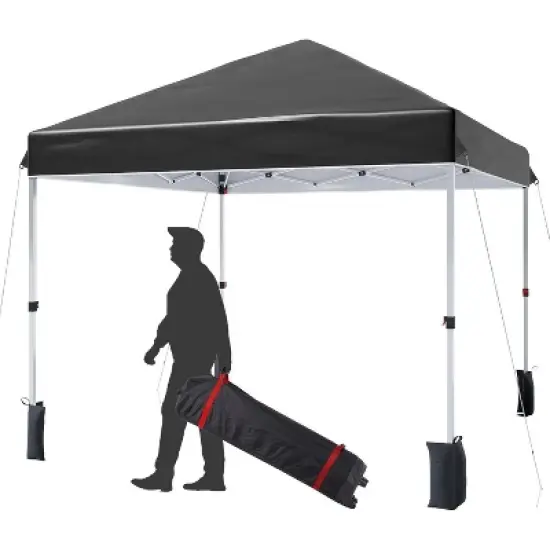 Acekool 10x10 Pop Up Canopy Tent, One-Person Setup Instant Shelter, Adjustable Heights, Wheeled Bag, Sandbags & Stakes, Outdoor Shade, White image {8}