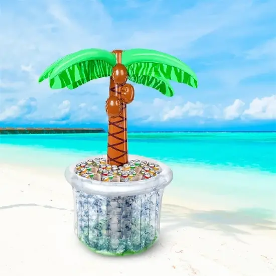 Joyfy 60" Inflatable Palm Tree Cooler, Summer Outdoor Drink  Cooler for Picnic Beach Pool, Beach Theme Party Pool Decor image {8}