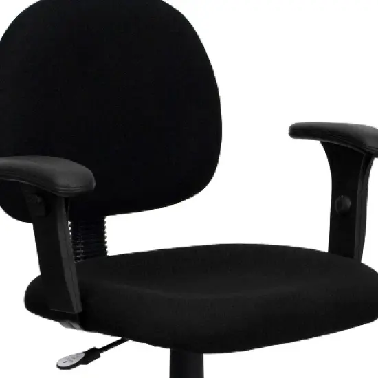 Flash Furniture Wayne Mid-Back Black Fabric Swivel Task Office Chair with Adjustable Arms image {4}