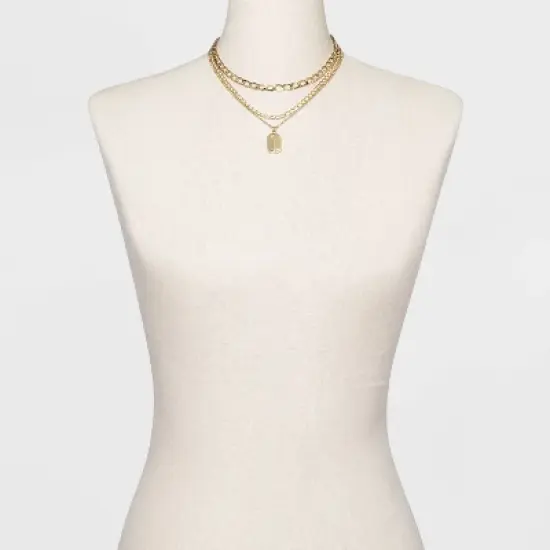 3 Row Chunky Chain Necklace - A New Day&trade; Gold image {1}