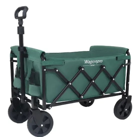 Expandable Dual-Layer Utility Wagon with 100% Extra Space - Grocery CartSupports 225lbs, Green image {3}