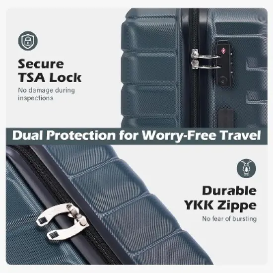 Coolife Luggage Suitcase  Hardside PC+ABS Spinner TSA Lock Telescopic Handle(24in) image {3}