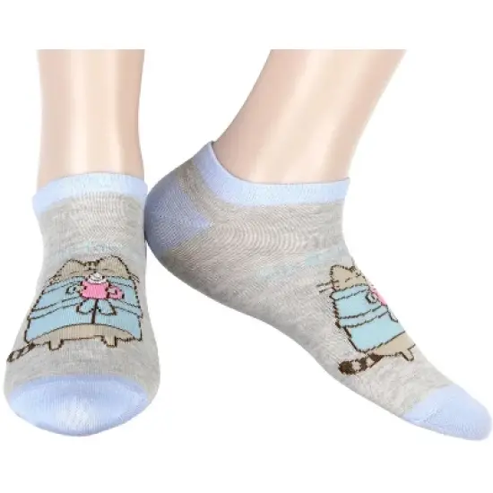 Pusheen The Cat So Relaxed No Show Ankle Socks Size 5-9 - 3 Pair Blue image {4}