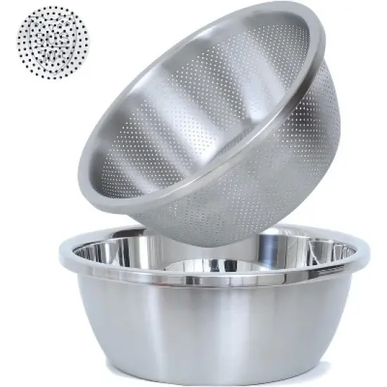 304 Stainless Steel Microporous Colander,2QT Large Capacity with Mixing Bowl For washing vegetables image {8}
