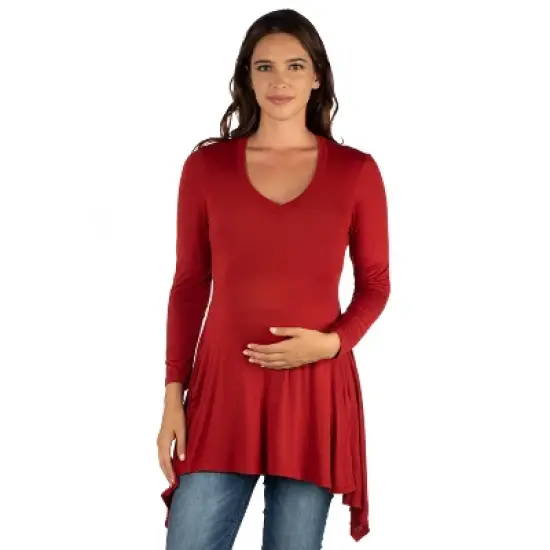 24seven Comfort Apparel Long Sleeve Split Hemline Maternity  Tunic Top image {6}