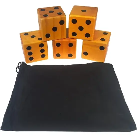 WE Games Giant Roll 'em Dice - Set of 5 Wooden Lawn Dice image {1}