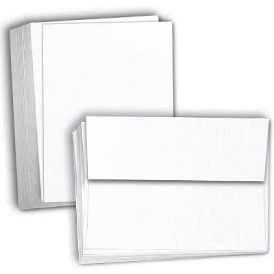 Hamilco Card Stock Blank Cards and Envelopes - Flat 4.5" x 6.25" A6 Linen White Cardstock Paper 100 Pack image {7}