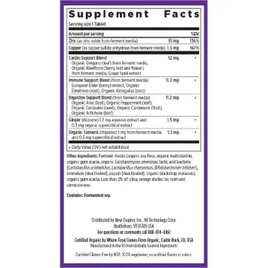 New Chapter Fermented Zinc Daily Supplement for Immune Support + Skin Health - 30 ct image {4}