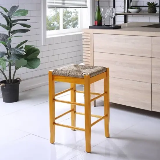 24" Rush Seat Counter Height Barstool Oak - Boraam image {3}