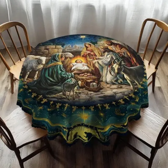 LOVEVOOK Christmas Tablecloth, Snowman Tablecloth, Snowflake Table Cloths Stain Resistant Dining Table Cover for Holiday Decor image {11}