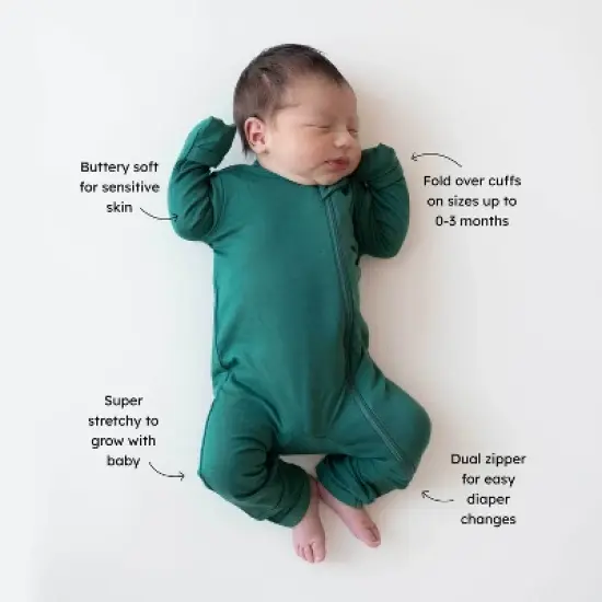 Kyte Baby Zippered Romper in Emerald image {2}