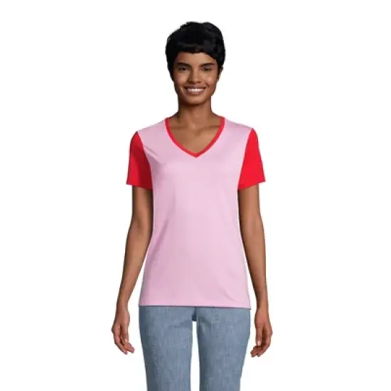 Lands' End Women's Tall Relaxed Supima Cotton Short Sleeve V-Neck T-Shirt image {14}