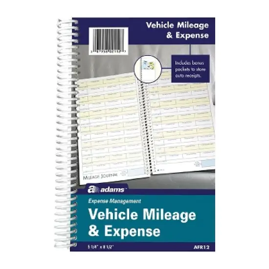 Adams Vehicle Mileage and Expense Book 5 1/4 x 8 1/2 49 Forms 63 Pages AFR12 image {1}