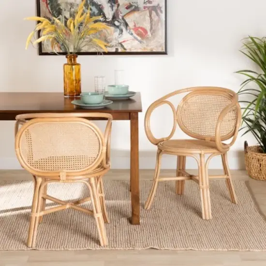 bali & pari Palesa Modern Bohemian Rattan Dining Chair image {10}