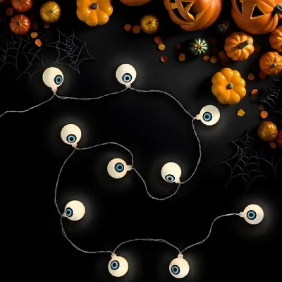 Northlight LED Bloodshot Eyeball Halloween Lights - 4.5' Clear Wire - Warm White Lights - 10ct image {2}
