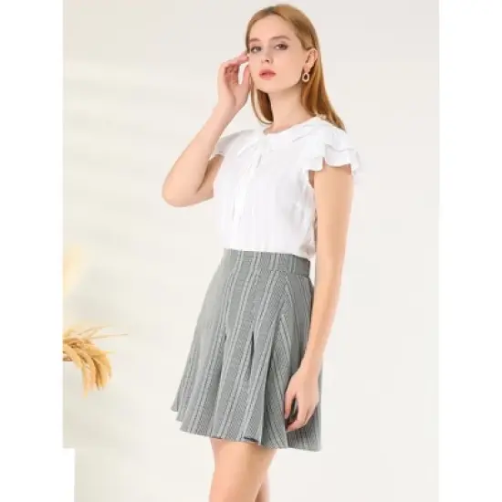 INSPIRE CHIC Women's Plaid Pleated High Waist A-line Mini Skirt image {3}
