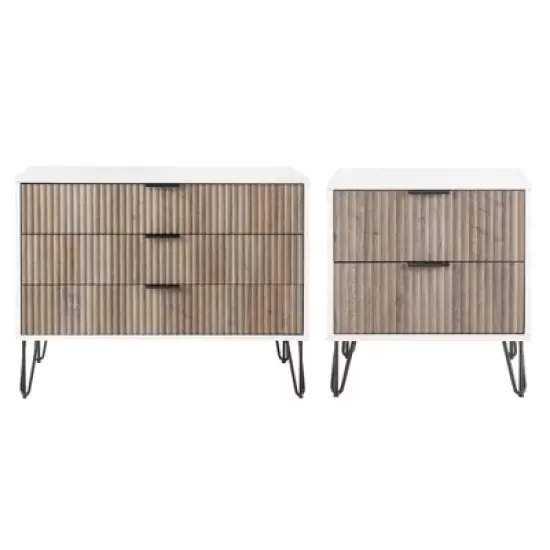 Manhattan Comfort Dumbo 2pc Modern 3 Drawer Dresser and 2 Drawer Nightstand Set image {23}