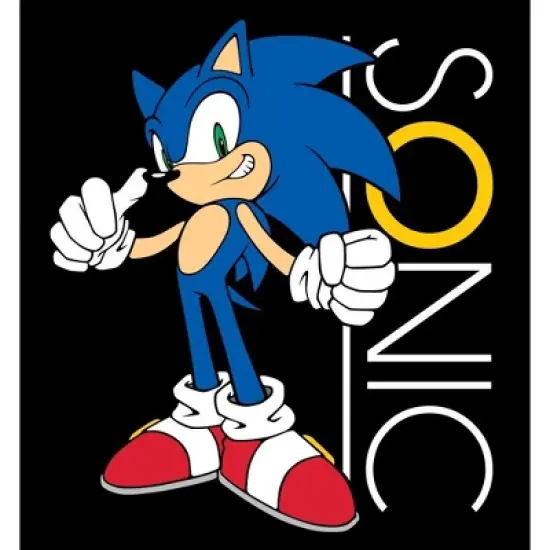 Sonic the Hedgehog Sonic with Ring Boy's Black T-shirt image {1}