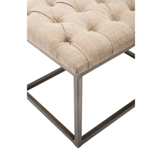 24" Button Tufted Metal Ottoman - WOVENBYRD image {9}