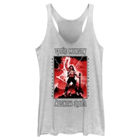 Women's Stranger Things White Hellfire Club Rockstar Eddie Munson Racerback Tank Top image {3}