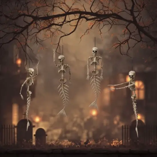 Yescom 4Pcs 16" Posable Mermaid Skeleton Halloween Decoration Movable Bone Pirate Theme Outdoor Yard image {5}