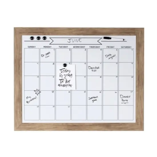 29" x 23" Beatrice Framed Magnetic Dry Erase Monthly Calendar Rustic Brown - DesignOvation image {4}
