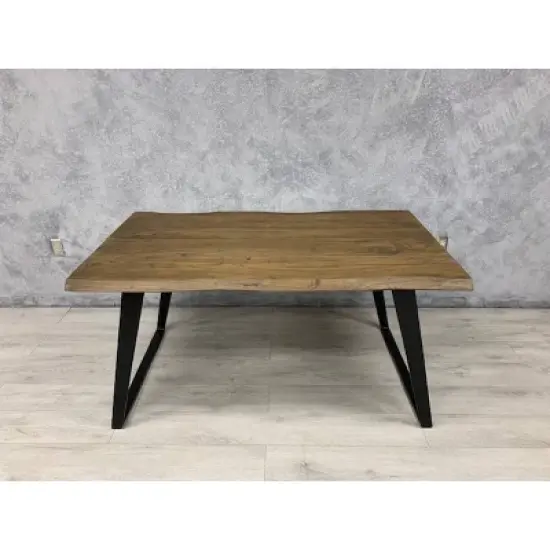 60" Light Acacia Wood Live Edge Dining Table Light/Black - Timbergirl image {2}