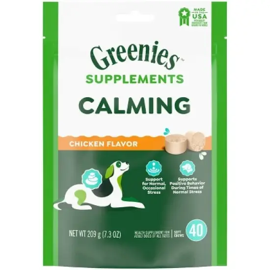 Greenies Supplements Calming Chews For Dogs Chicken Flavor, 7.3 Oz Container Of 40 Ct. Soft Chews image {5}